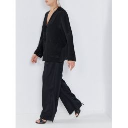 High-waist silk wide-leg pyjama trousers