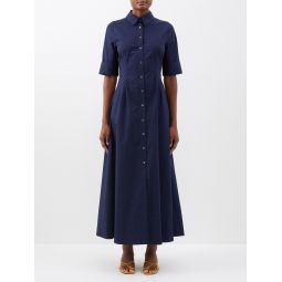 Joan cotton-blend maxi shirt dress