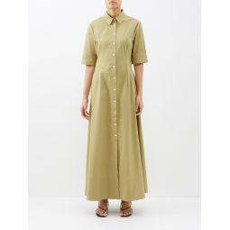 Joan cotton-blend maxi shirt dress
