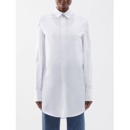Marcella longline cotton-poplin shirt