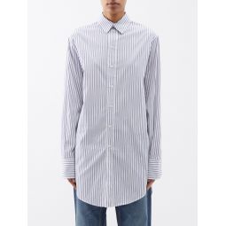 Marcella striped longline cotton-poplin shirt