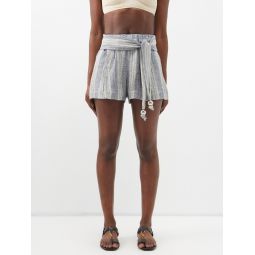 Farrah striped linen-blend gauze shorts