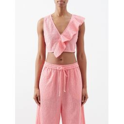 Seahaven ruffled cotton cropped top