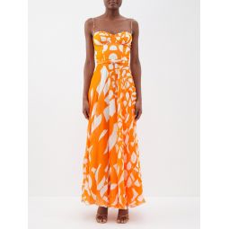 Capri printed silk-chiffon maxi dress
