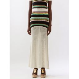 Striped crocheted maxi skirt