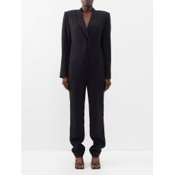 Tuxedo-lapel tailored jumpsuit