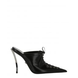 Versace Womens Lace-Up Leather Mules