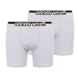 Roberto Cavalli Grey Melange Cotton Jersey Stretch Boxer Brief-2-Pack-