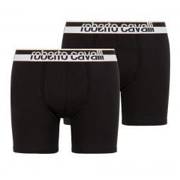 Roberto Cavalli Black Cotton Jersey Stretch Boxer Brief-2-Pack-