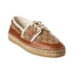 Gucci Gg Canvas & Leather Espadrille