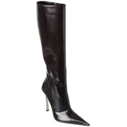 Versace Pin-Point Leather Knee-High Boot