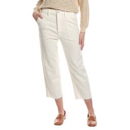 Mother Denim Patch Pocket Private Ankle Fray Cream Puffs Wide Leg Jean