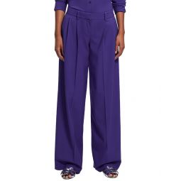 Theory Low Rise Pleated Wool-Blend Pant