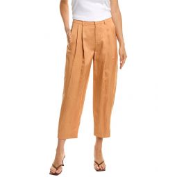 Vince Pleated Linen-Blend Tapered Pant