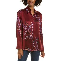 Vince Forsythia Ruched Silk Blouse