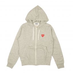 COMME DES GARCONS PLAY Grey Cotton Red Hearts Hoodie