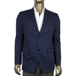 Gucci Mens Horsebit Lining Blue Cotton Two Button Blazer Jacket
