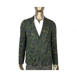 Gucci Mens Floral Blazer Green Cotton Two Button Jacket