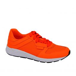 Gucci Mens Running Neon Orange Leather Lace up Sneakers