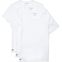 Lacoste Mens Essentials 3 Pack 100% Cotton Slim Fit Crew Neck T-Shirts White
