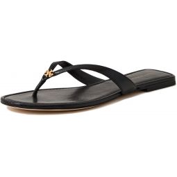 Tory Burch Womens Black Leather Classic Flip Flop Shoes