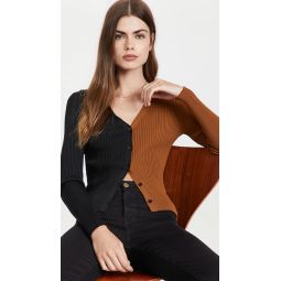 Staud Womens Cargo Sweater, Tan/Black