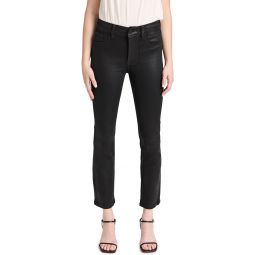 DL1961 Womens Mara Straight: Mid Rise Instasculpt Ankle Jeans, Black Coated