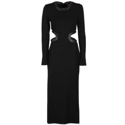 STAUD Womens Dolce Cut-Out Long Sleeved Midi Dress, Black