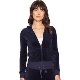 Juicy Couture BLACK LABEL Womens Velour Fairfax Fitted Jacket Navy Blue XS