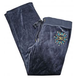 Juicy Couture Womens Regal Blue Traditional Bling Track Velour Del Rey Pants M