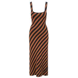 STAUD Womens Katie Dress, Black/Tan Seashore Stripe