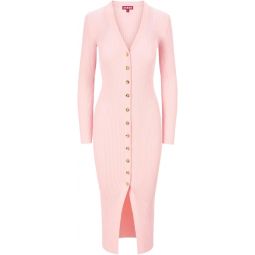 STAUD Womens Pastel Pink Shoko Ribbed Colorblock Sweater Dress