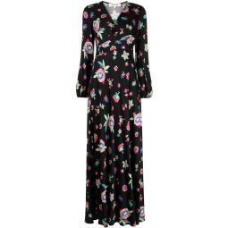 Diane von Furstenberg DVF Womens Monika Maxi Dress, Mystic Flower Dots