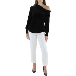 Womens Velour Boatneck Pullover Sweater
