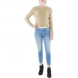 Womens Linen Blend Crewneck Pullover Sweater