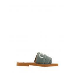 Chloe Forest Green Cotton Slides Woody Womens Sandals
