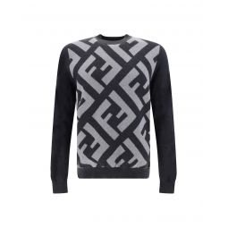 Fendi Wool Logo Sweater with Ribbed Details