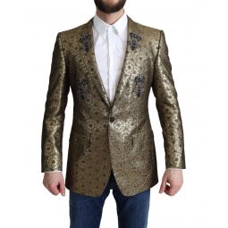 Dolce & Gabbana Stunning Jacquard Blazer Jacket with Notch Lapel