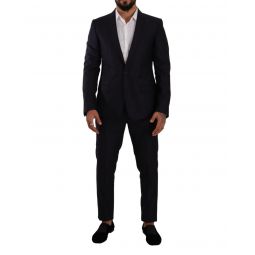Dolce & Gabbana Dark Slim Fit Wool Suit with Notch Lapel