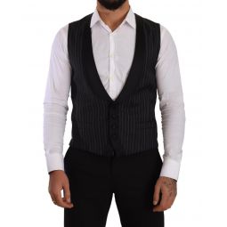 Dolce & Gabbana Striped Wool Silk Waistcoat Vest