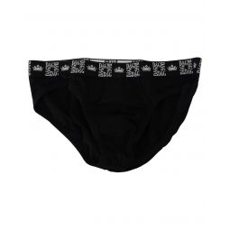 Dolce & Gabbana Logo Waistband Black Cotton Stretch Midi Brief Underwear