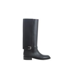 Burberry Buckle Embellished Leather Black Womens Boots