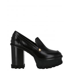 Versace Womens Heeled Leather Loafers