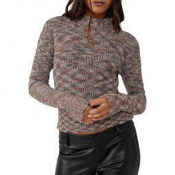 Womens Ribbed Knit Mock Turtleneck Sweater