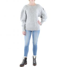 Womens Cable Knit Crewneck Pullover Sweater