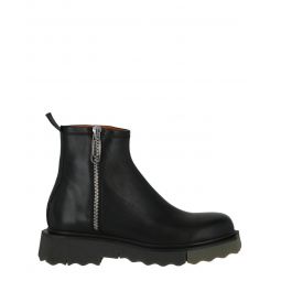 Off-White Mens Sponge Sole Leather Zip Boots