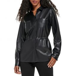 Womens Faux Leather Lightweight Motorcycle Jacket