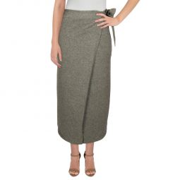Womens Cashmere Blend Midi Wrap Skirt