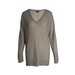Theory Timeless Beige Cashmere V-Neck Dolman Sleeve Sweater