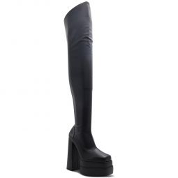 SHIRLEY Womens Faux Leather Block Heel Over-The-Knee Boots